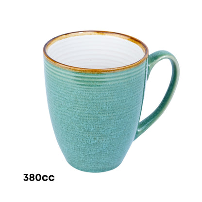 Caneca em Cerâmica - Interior Branco e Exterior Turquesa 380cc