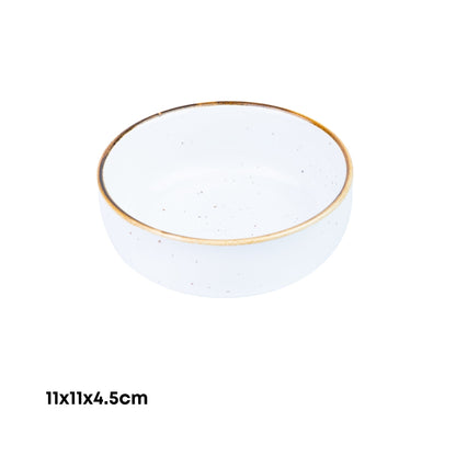 Tigela Pequena Redonda de Cerâmica Branca com Borda Dourada 11x11x4,5cm