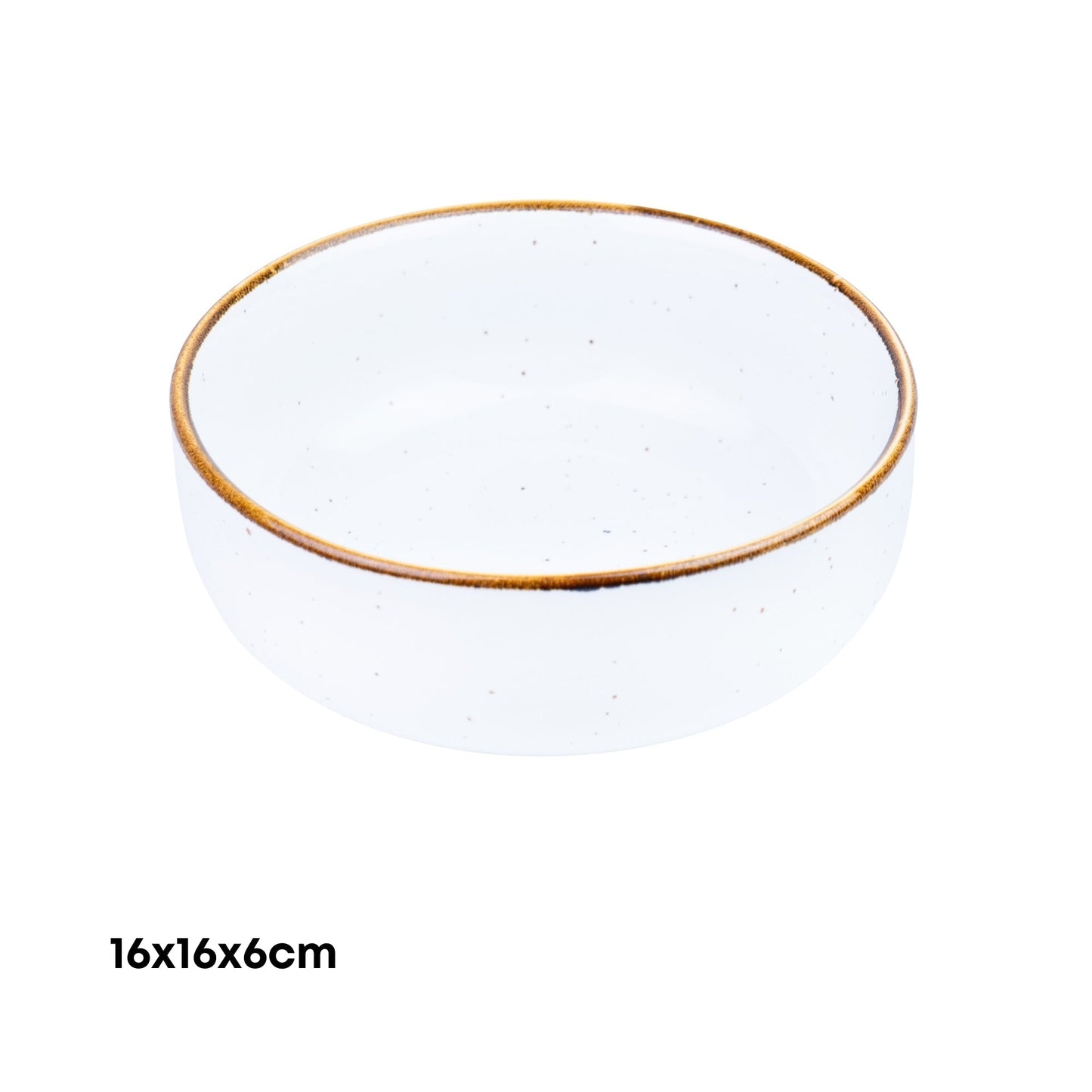 Tigela Média Redonda de Cerâmica Branca com Borda Dourada 16x16x6cm