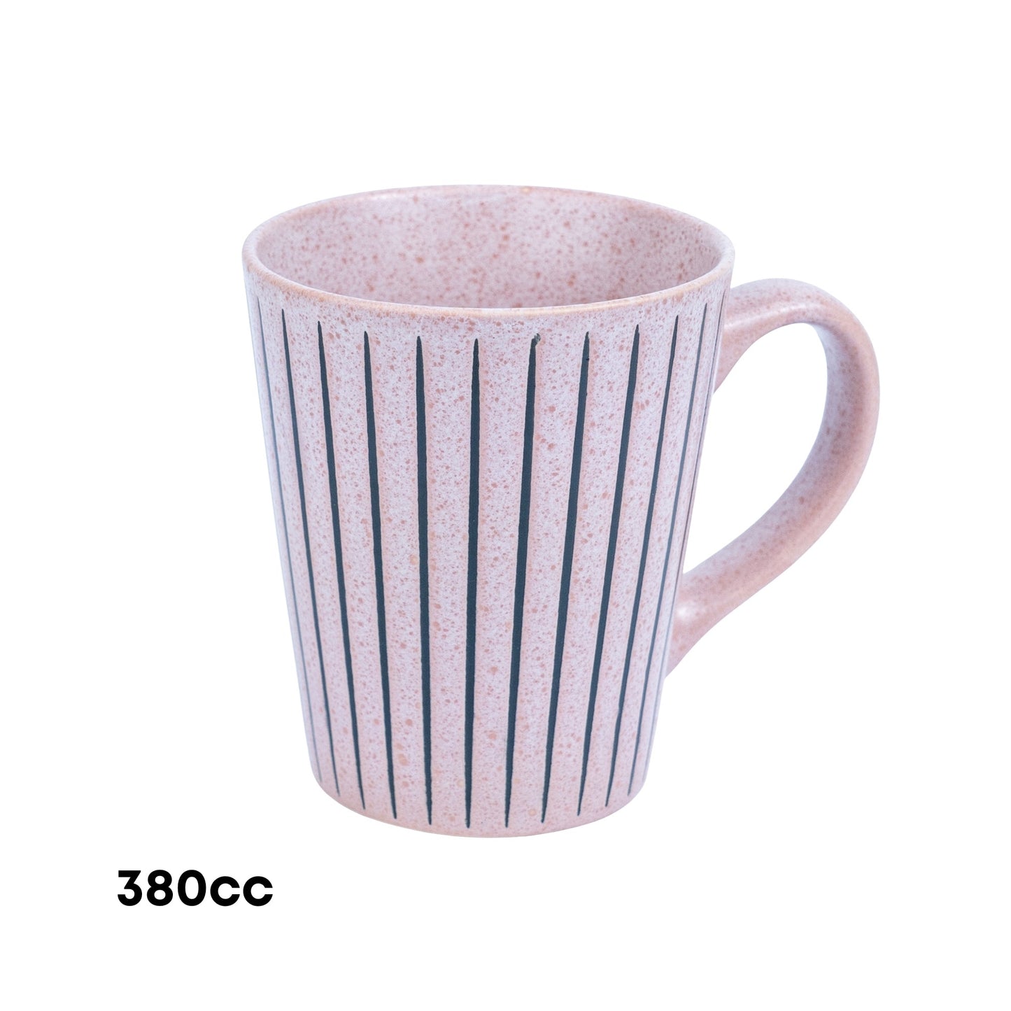 Caneca em Cerâmica - Rosa com Riscas Pretas 380cc