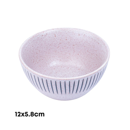 Tigela de Cerâmica Rosa com Linhas - 12x5.8cm