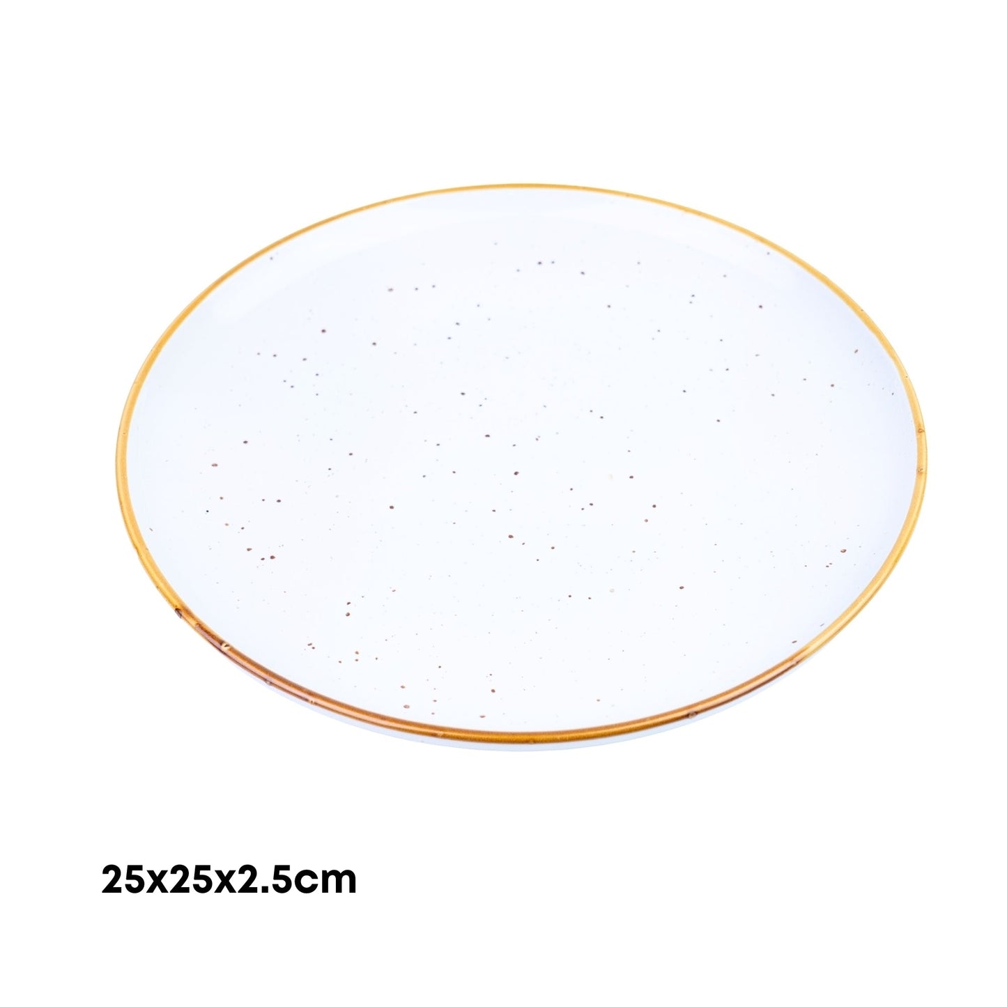 Prato Oval Grande de Cerâmica Branca com Borda Dourada 25x25x2,5cm