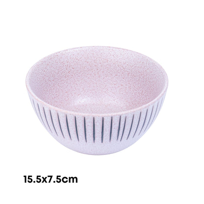 Tigela Redonda em Cerâmica - Rosa com Riscas Pretas 15.5x7.5cm