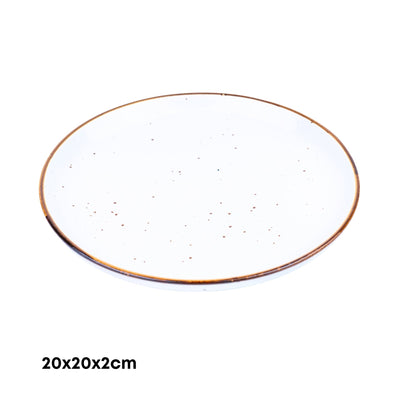 Prato Redondo Médio de Cerâmica Branca com Borda Dourada 20x20x2cm