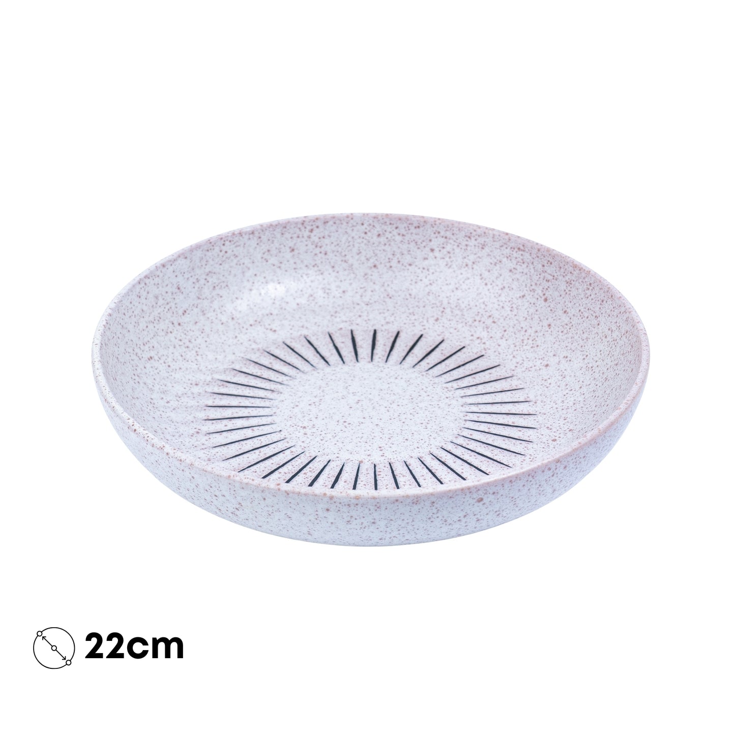 Prato Fundo de Cerâmica Rosa com Linhas - 22cm