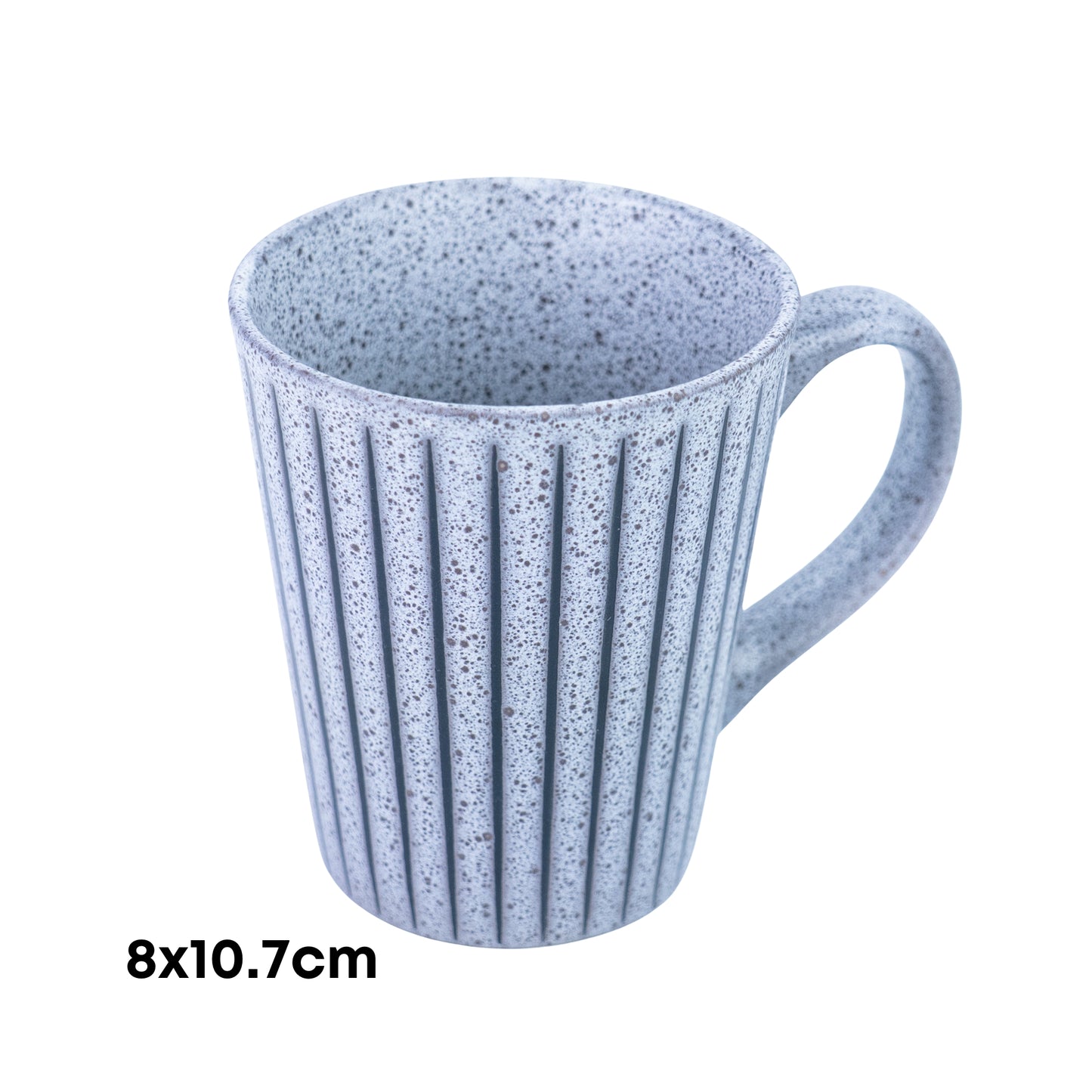 Caneca de Cerâmica Azul-Cinza com Linhas Verticais - 8x10.7cm