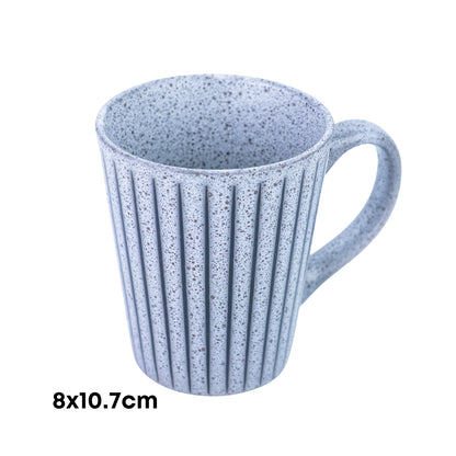Caneca de Cerâmica Azul-Cinza com Linhas Verticais - 8x10.7cm