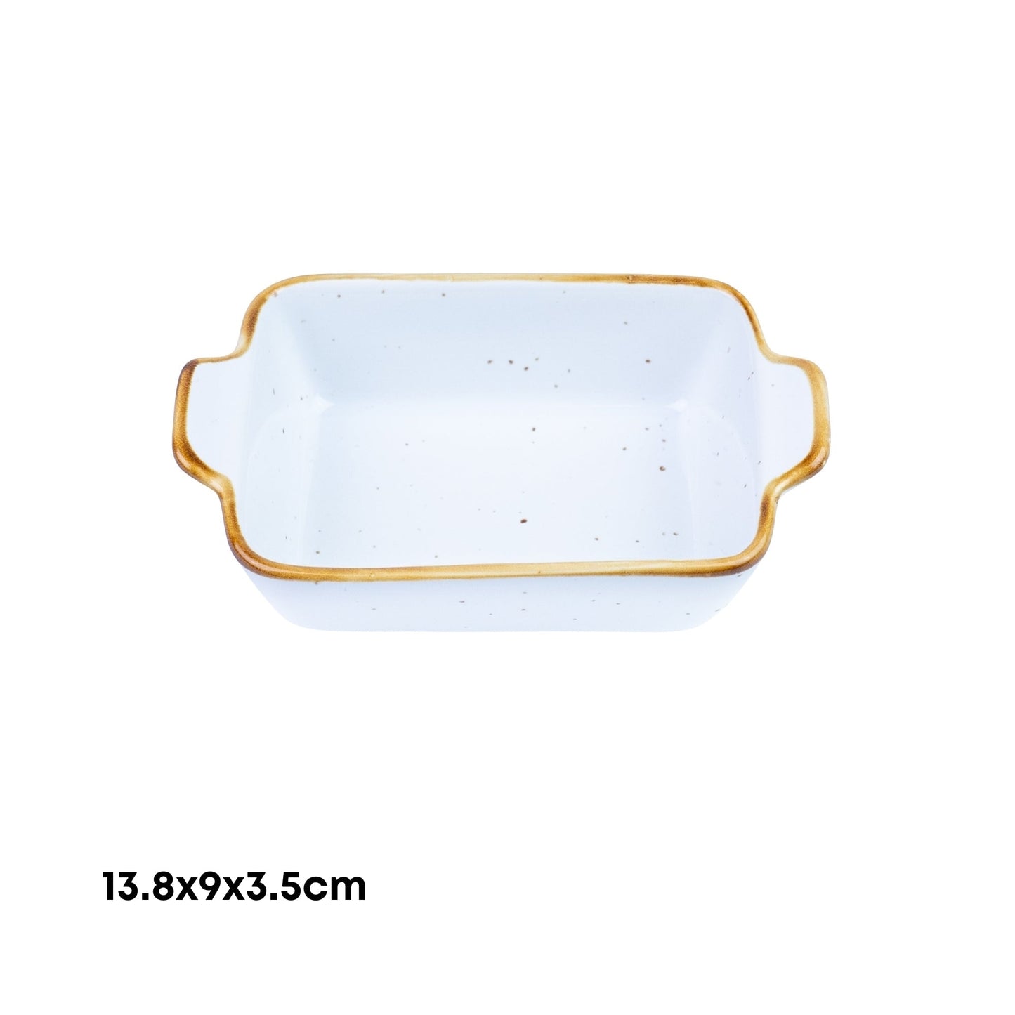 Travessa Retangular Decorativa de Cerâmica Branca com Borda Dourada 13,8x9x3,5cm