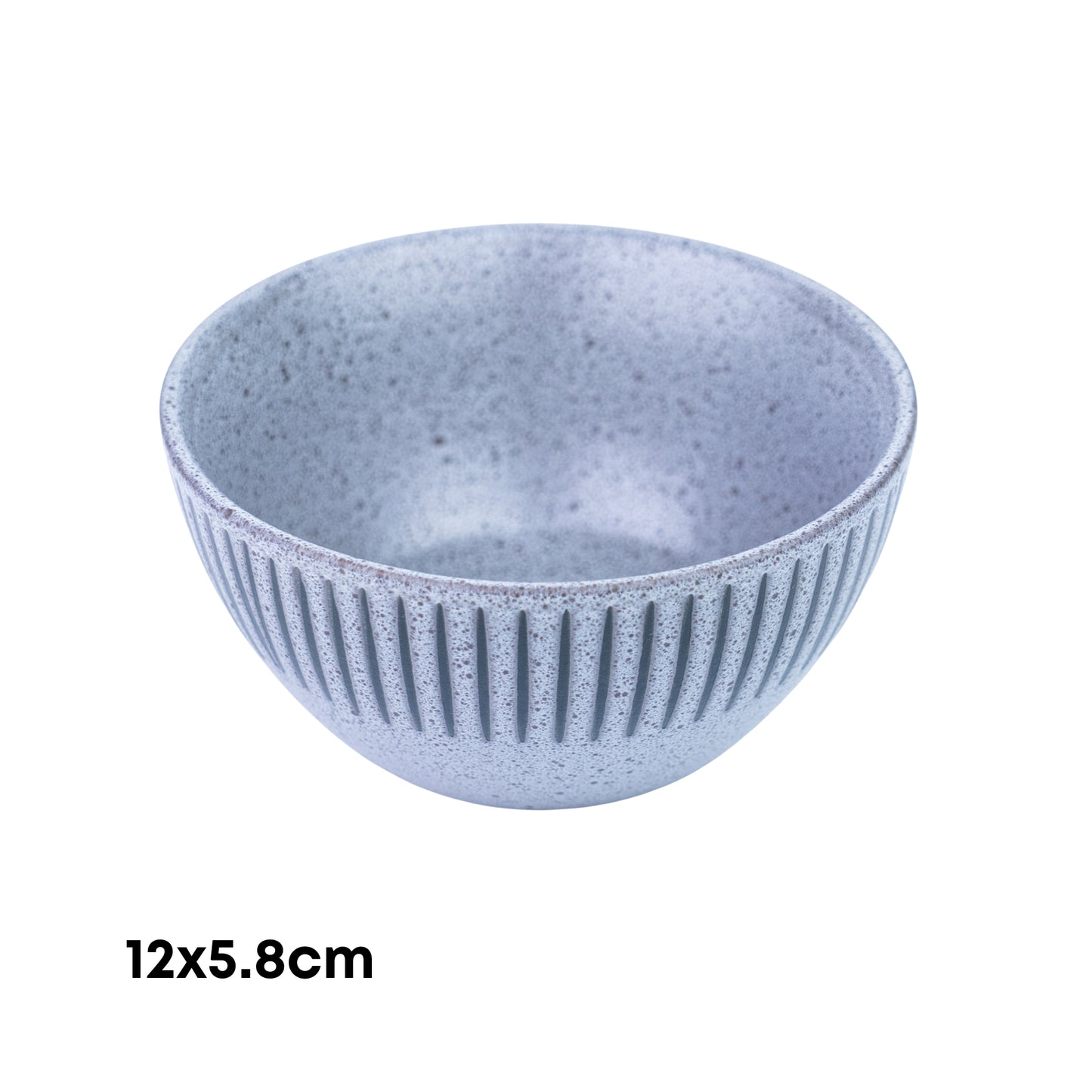 Tigela de Cerâmica Azul-Cinza com Linhas Verticais - 12x5.8cm