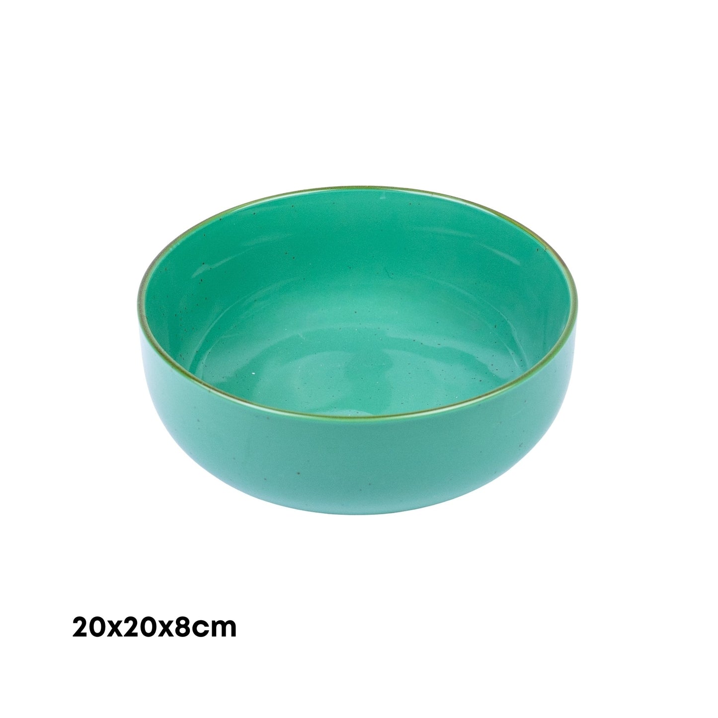 Tigela Redonda Grande de Cerâmica Turquesa com Borda Dourada 20x20x8cm