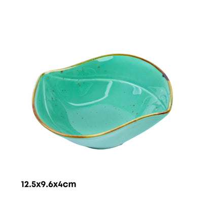 Tigela Orgânica em Cerâmica - Verde Turquesa 12.5x9.6x4cm