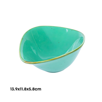 Tigela Triangular em Cerâmica - Verde Turquesa 13.9x11.8x5.8cm