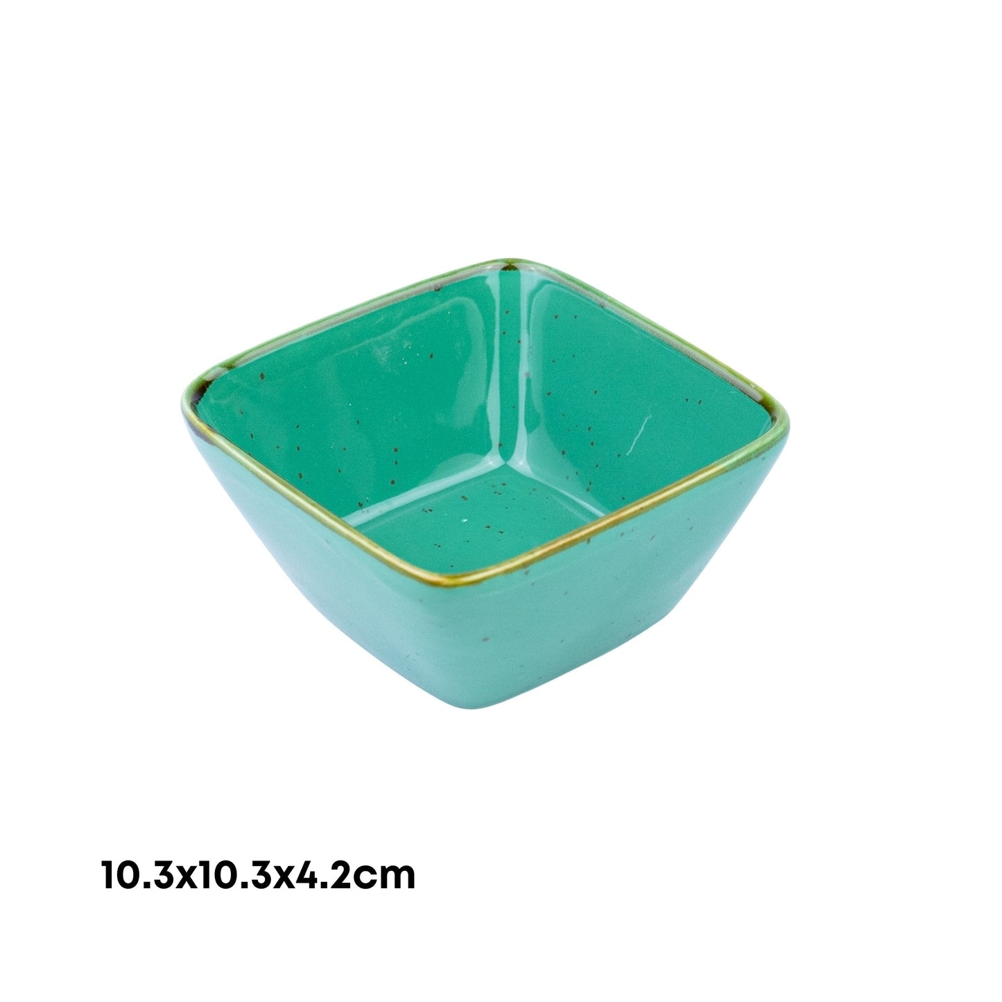 Tigela Quadrada Pequena em Cerâmica - Verde Turquesa 10.3x10.3x4.2cm