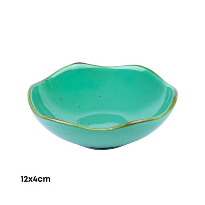 Tigela Ondulada em Cerâmica - Verde Turquesa 12x4cm