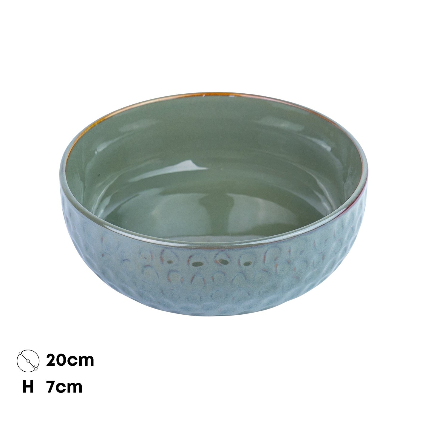 Tigela de Cerâmica com Textura Martelada - Verde Jade (20cm)
