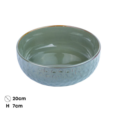 Tigela de Cerâmica com Textura Martelada - Verde Jade (20cm)