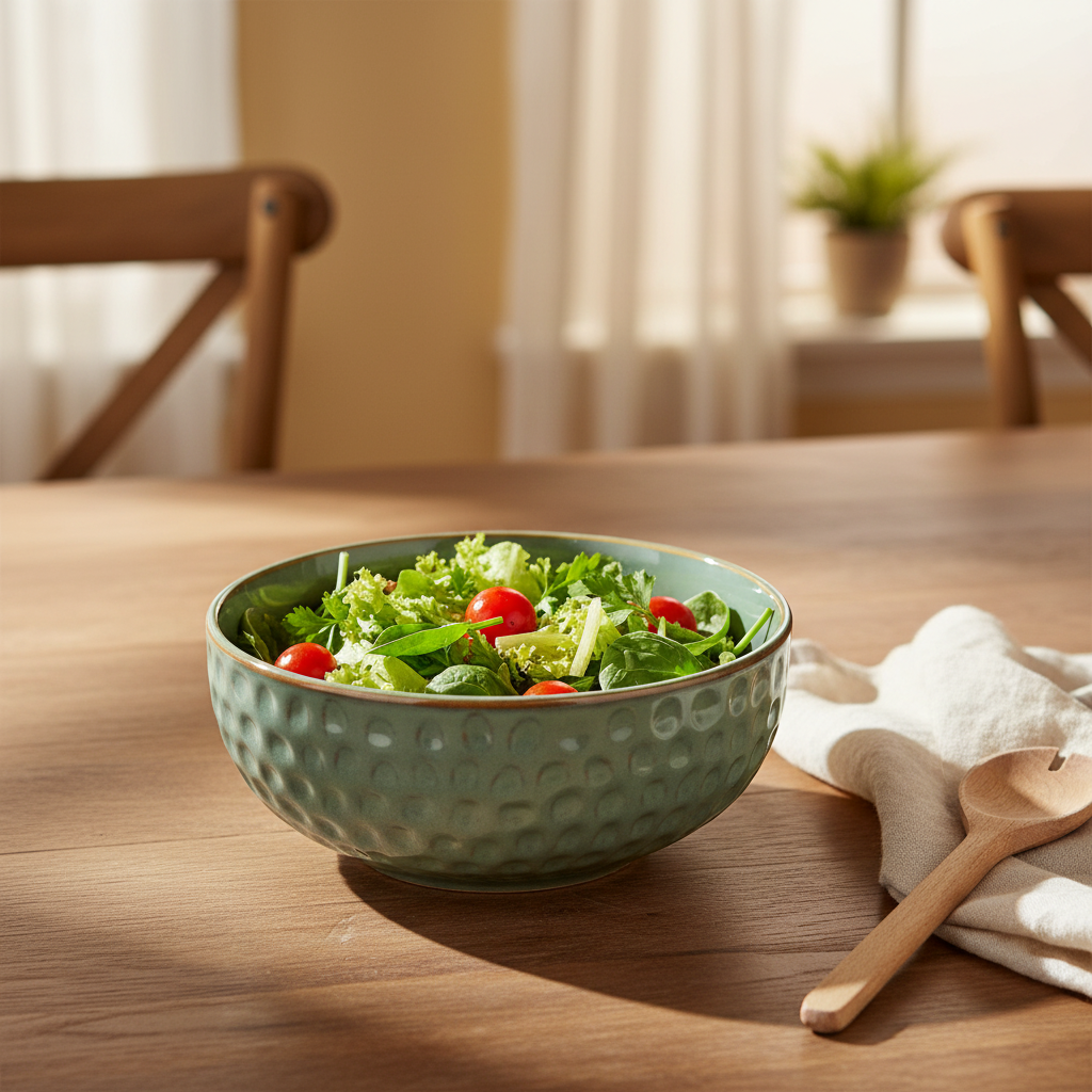 Tigela de Cerâmica com Textura Martelada - Verde Jade (20cm)