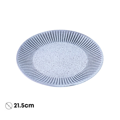 Prato de Cerâmica Azul-Cinza com Linhas Radiantes - 21.5cm