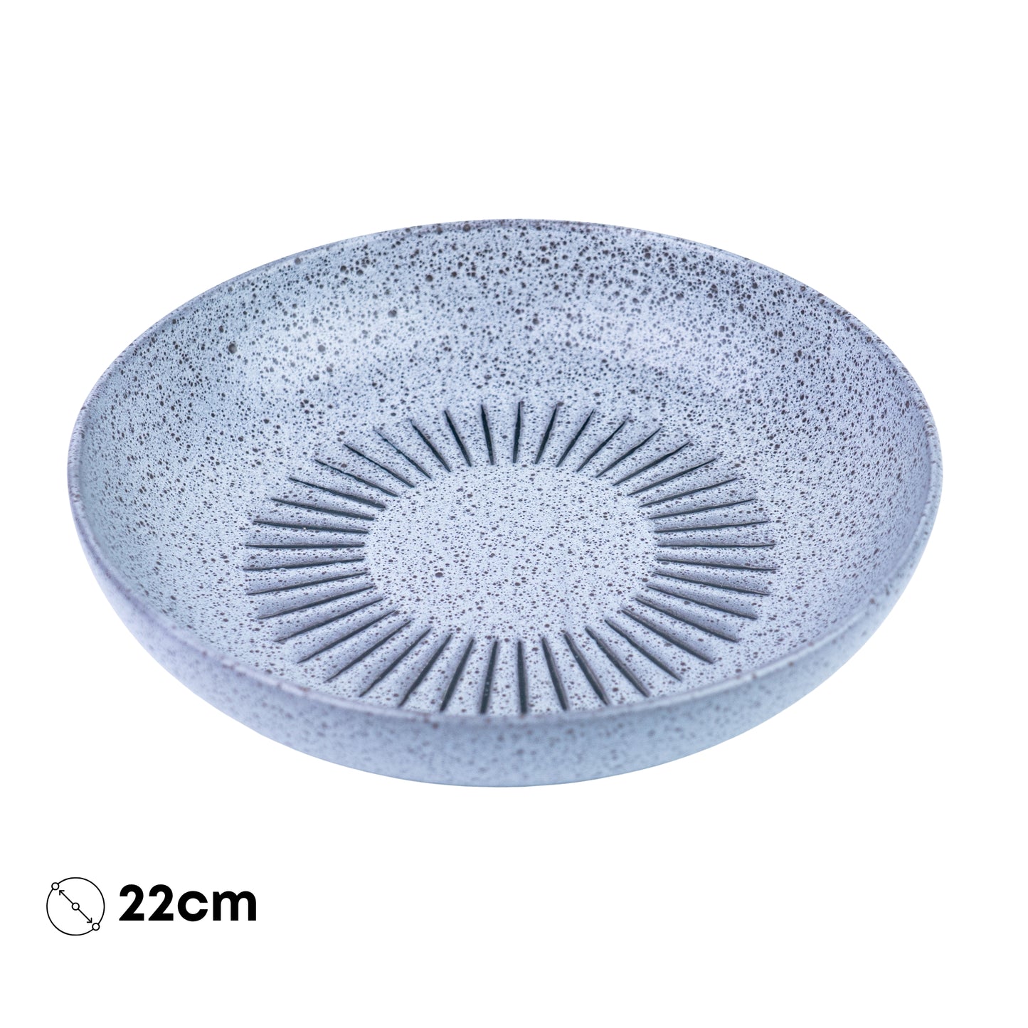 Prato Fundo de Cerâmica Azul-Cinza com Linhas Radiantes - 22cm