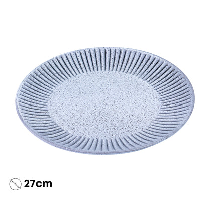 Travessa de Cerâmica Azul-Cinza com Linhas Radiantes - 27cm
